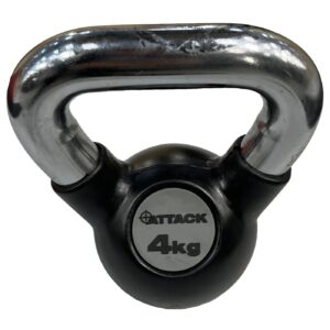 Attack Fitness Chrome Handle Rubber Kettlebell